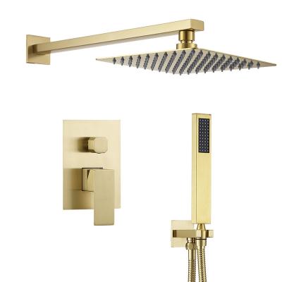 China Without Slide Bar China Seller Wall Mounted Hidden Brushed Gold Rainfall Shower Faucet Amazon UPC for sale