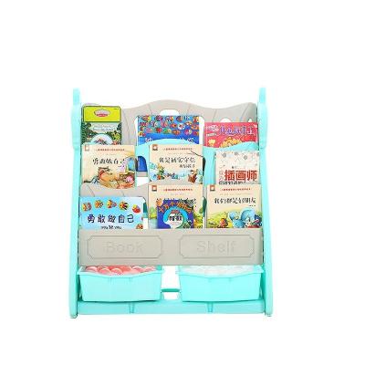 China Hold Books and Toys in Order Factory Price Kindergarten Bookshelf Colorful Kids Foldable Study Book Shelves with Drawers for sale