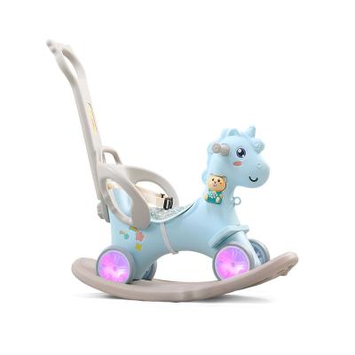 China Ride On Toy High Quality Baby Glow Musical Toddler Walker Cartoon Unicorn Rocking Horse Plastic Spinning Ride On Animals Toy for sale