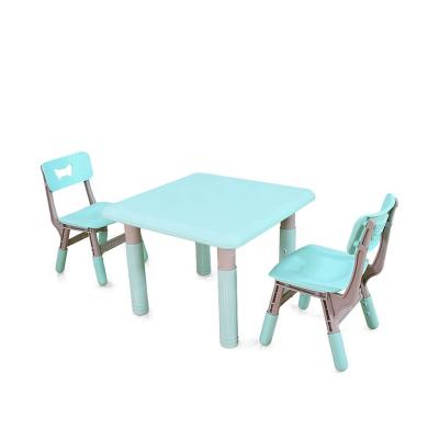 China Kindergarten Plastic Updated Kids Furniture Set Plastic Study Children Table And 2 Chairs for sale