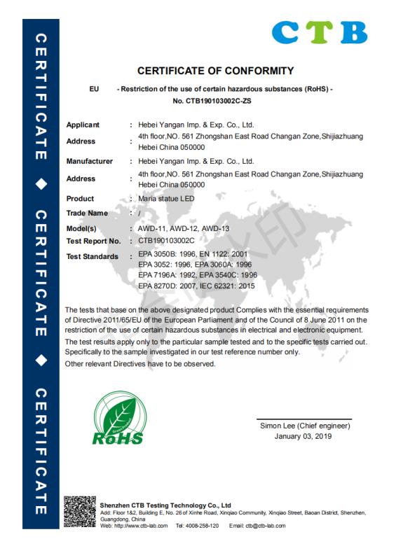 RoHS - Hebei Yangan Imp. & Exp. Trading Ltd.