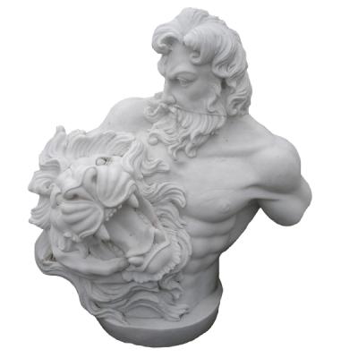 China Traditional Outdoor Life Size Statue Figure Stone White Marble Zeus Sculpture For Sale for sale