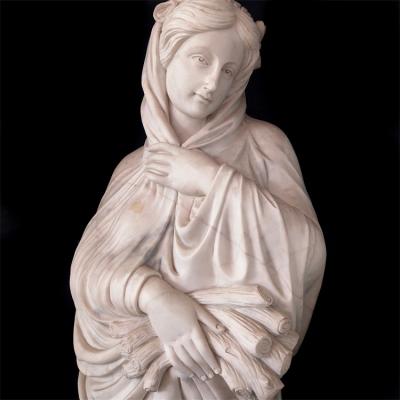 China Modern Hot Selling Woman Sculpture Pure White Female Marble Statue for sale