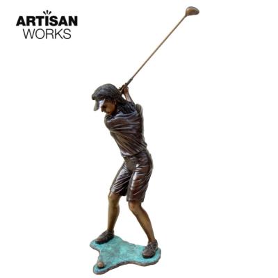 China China Factory Price Park Decoration Outdoor Bronze Figure Sculpture Life Size Brass And Golf Statue For Sale for sale