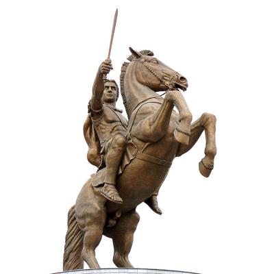 China Ancient Bronze Europe Garden Warrior Statues With Sculpture Horse for sale