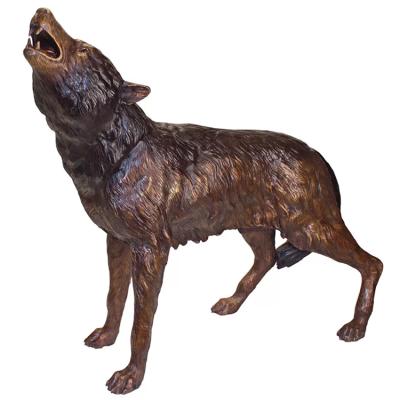 China China Park Wolf Garden Casting Bronze Statues In Outdoor Life Size Metal Sculpture Decoration for sale