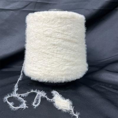 China 1.3cm NM12 Optical White Nylon Feather Yarn For Sweater And Hat Knitting for sale