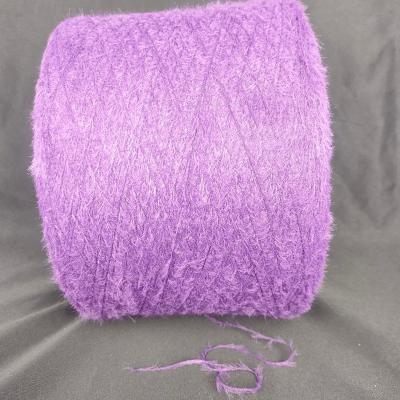 China 1.3CM 100% Purple Polyester Feather Yarn Eyelash Yarn Fancy Soft Yarn For Knitting Fabrics for sale