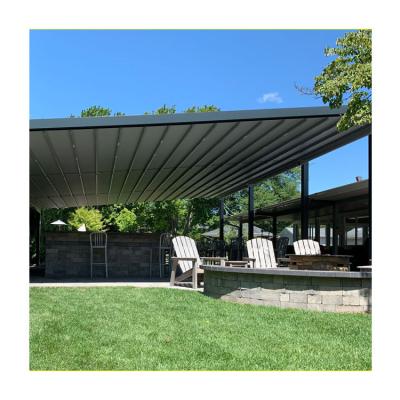 China Easily Assembled Modern Motorized Wall Aluminum Pergolas de Aluminio 4x3 3x3 Patio PVC Coating Canopy Roof Design for sale