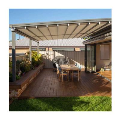 China Easily Assembled Retract Outdoor Bioclimatic Arch Motorized PVC Waterproof Retractable Roof Aluminum Pergola for sale