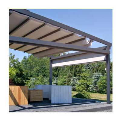 China Easily Assembled OEM 4x4 Canopy Adjustable Outdoor Parking Motorized WPC Aluminum Bioclimatic Electric Retractable Roof Pergola for sale