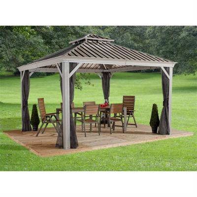 China Cheap Shade 4x4 Square Black Iron Canopy Bioclimatic Garden Sun Shade Camping Tent Windproof Garden Gazebo for sale