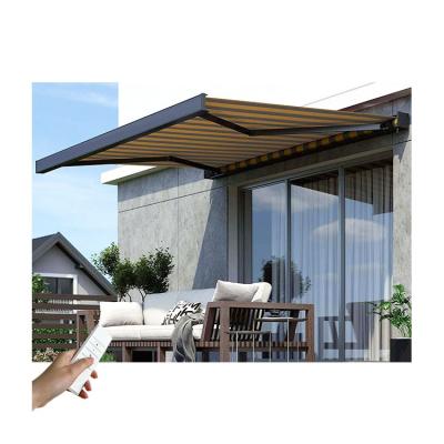 China Anti-UV Fabric Electric Patio Door Home Design Cassette Motor Awning Aluminum Outdoor Pop Up Tent for sale