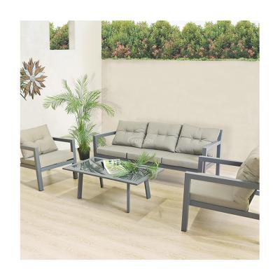 China Foshan Modern Luxury Modern Balcony Garden Patio Aluminum Frame Fabric Cushions Outdoor Furniture Sofa Set for sale