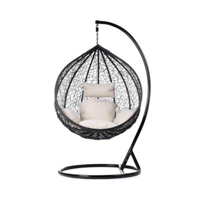 China Modern Waterproof Garden Rattan Wicker Hanging One Person Seat Outdoor Patio Egg Shaped Swing Chair for sale