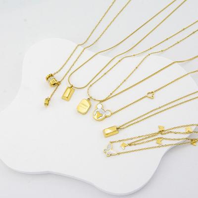 China FASHIONABLE Custom Bulk Jewelry Non Tarnish Free Stainless Steel Gold Plated Geometric Heart Butterfly Pendant Necklace For Women for sale