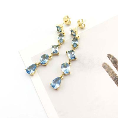 China Fashion TRENDY Jewelry Gold Vintage Blue Green Drop Earrings Water Drops Crystal Long Earrings for sale