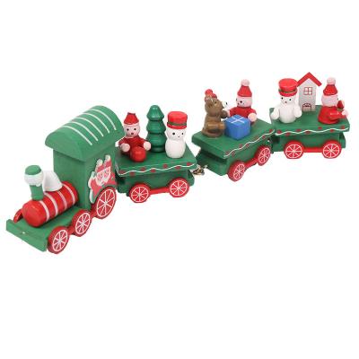 China 2022 PVC New Style Wooden Train Gifts Christmas Decorations 4 Christmas Train Kids Birthday Gifts for sale