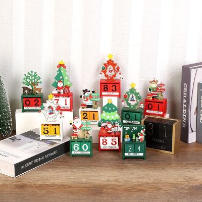 China Wholesale Creative PVC 2022 New Year Perpetual Calendar Christmas Gifts Ornaments Wooden Calendar Decoration Christmas Countdown for sale