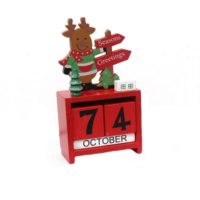 China Creative Wooden PVC New Year Calendar Ornaments Santa Claus Wooden Calendar Christmas Decoration for sale