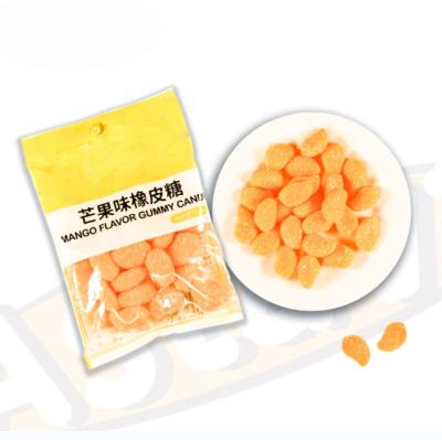 China Natural Popular Confectionery Customized Mango Fruit Shape Mango Wrapping Soft Gummy Candy for sale