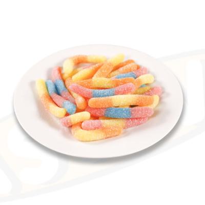 China Children Leisure Natural Sour Neon Worms Snacks Edible Gummy Candy For Kids for sale