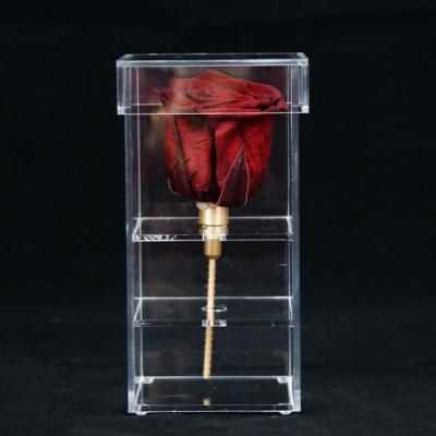 China Displaying Xinkeda 1 Hole Customized Wedding Clear Acrylic Rose Flower Gift Box For Display for sale