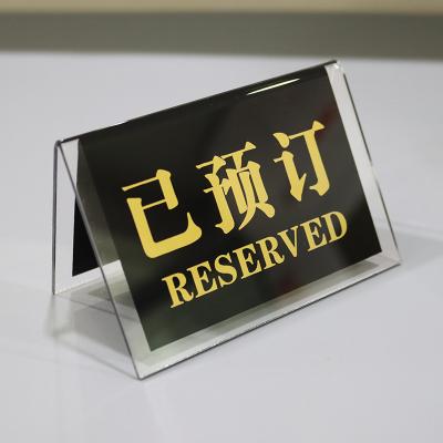 China Deploying Xinkeda Custom Double Sided Acrylic Table Tent Reserved Sign For Hotel / Restaurant / Table / Cafe for sale