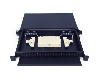 China FTTX 1U 24 ODF Rack Mount Distribution Frame Left Sliding Fiber Optic Patch Panel for sale