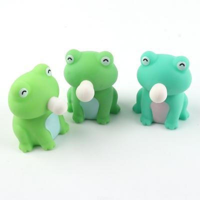 China Eco-friendly Anti Stress Cartoon Bubble Blow Decompression Squeeze Frog Jumping Toy Squishy Animal Soft Sensory Fidget Jumping Frog Toy for sale