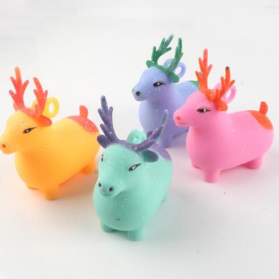 China Sika Deer Animal Air Filled Flash Toys TPR Soft Fluffy Animal High Lightweight Sika Deer Deer For Kids for sale