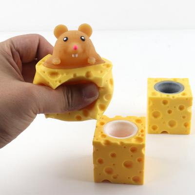 China Eco-Friendly Cup Kids Cheese Squeeze Decompression Rubber Bad Stirring Person Toys Cute Squirrel Pen Holders Telescopic for sale