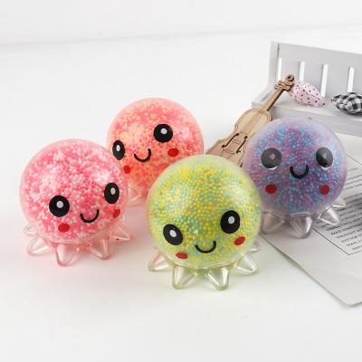 China Octopus Air Filled Stress Flasher Ball Light Up With Foam Beads For Kids Relaxing Occupier Balls for sale