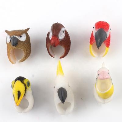 China Effort Release Toy Wholesale Hot Simulation TPR Toy Finger Doll Student Hand Puppet Finger Set Funny Bird Finger Set Animal Ring for sale