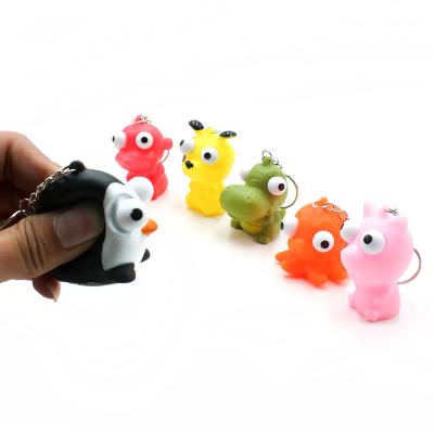 China Eco-friendly Decompression Squeeze Animal Eye Sound With Capsule Toys Gashapon Gift Toys Key Chain for sale