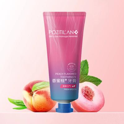 China Whitening Private Label Remove Stain Oral Hygiene Bad Breath Peach Teeth Teeth Whitening Toothpaste for sale