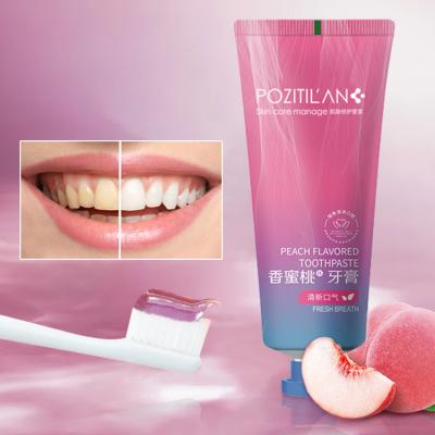 China Whitening Removes Stains Bad Breath Peach Private Label Wholesale Kids Oral Teeth Whitening Organic Toothpaste for sale