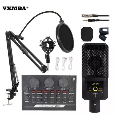 China Condenser Microphone + External Sound Card Set Wholesale V249 With V8 Plus Full Set Mic Recording Sound Card Studio Kit YouTube 1 for sale