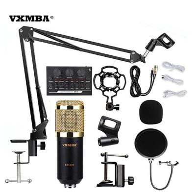 China Condenser microphone + set external hot selling sound card sound card standard studio recording for audio for sale