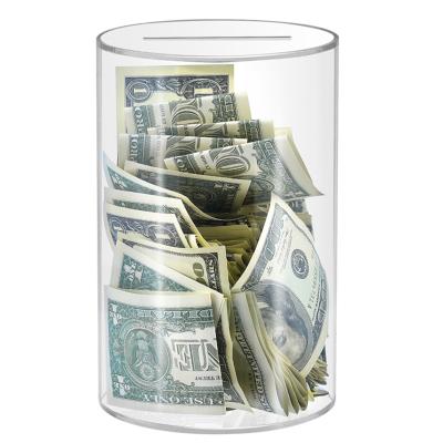 China Mini Asbyoi Custom Size Unopenable Acrylic Money Storage Box Plexiglass Piggy Bank For Boys Girls Kids Adult Gifts for sale