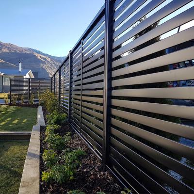 China Easily Assembled Modern Garden Powder Coated Black Metal Yard Canopy Fence Panels Aluminum Steel Privacy Slats Easy Install Set for sale