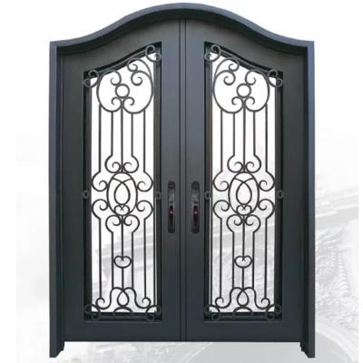 China Modern Chinese Used Pivot Entrance Wrought Iron Pipe Storm Doors Exterior French Front Entry Design For Sale for sale