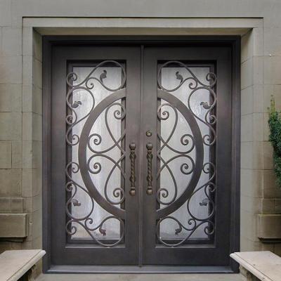 China Modern Security Turkish Double Armored Entry Home Wrough Iron French Entry Doors Iron Metal Exterior Door Design for sale