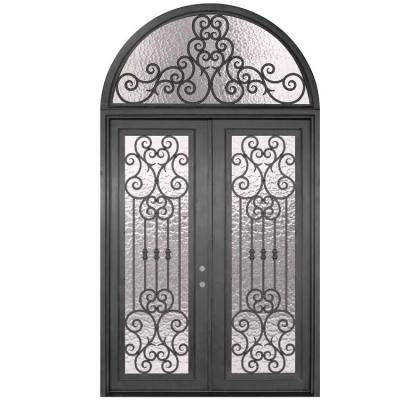 China Modern Entrance Turkish Luxury Exterior French Turkish Main Iron Safe Home Garage Front Security Foshan Glass Doors for sale