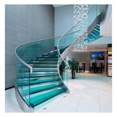 China Modern safty metal decoration swimming pool stainless steel flange stair railing glass floor for modern indoor stairs for sale