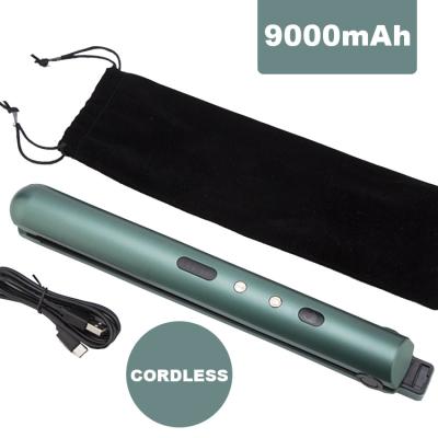 China With Working Temperature Memory System Wireless Capacity New Large 9000mAh 2 in 1 Portable USB Rechargeable Flat Iron Ceramic Cordless Hair Straightener for sale