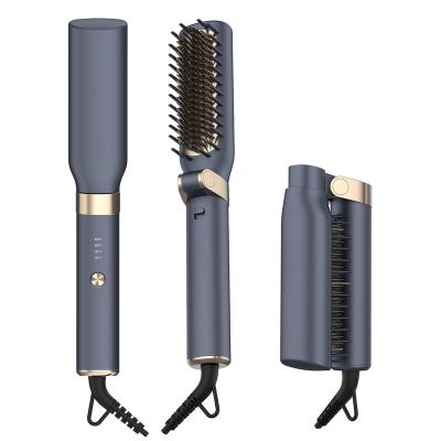 China Gold Supplier 4g Portable Foldable Ceramic Brush Hair Straightener Styling Straightening Comb for sale