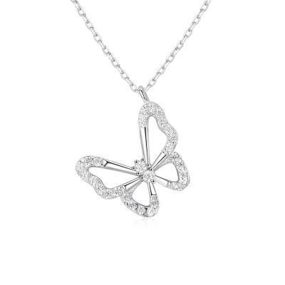 China Factory Wholesale CLASSIC S925 Sterling Silver CZ Butterfly Jewelry Pendant Necklace For Women for sale