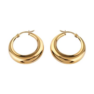 China FASHIONABLE 40mm Wholesale High Quality Hypoallergenic Gold Plated Stainless Steel Jewelry Hoop Earrings For Women for sale