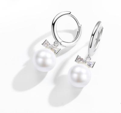 China Wholesale 925 Sliver Rose Gold Plated Round Pearl Earrings TRENDY Jewelry For Women for sale